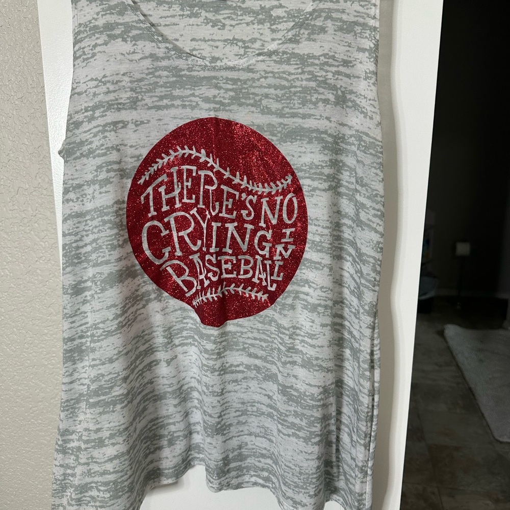 Gray and Red Graphic Women's Tank Top